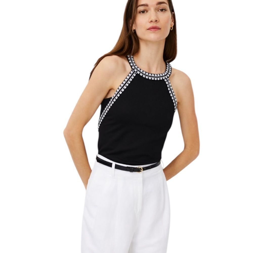 Ann Taylor | Black and White Embellished Top